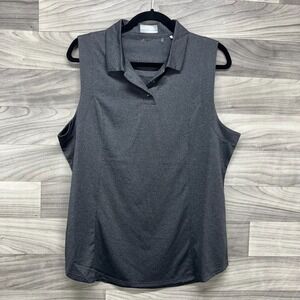 Callaway Polo Shirt Womens XL Gray Sleeveless Collared Opti Dri Golf Performance